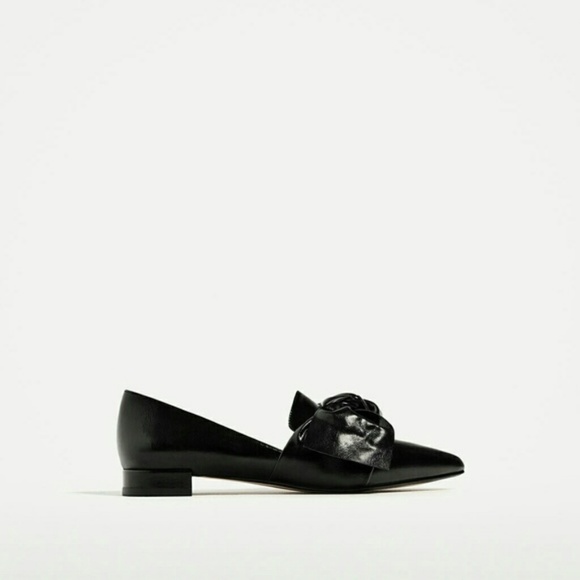 Zara flat shoes with bow detail black US 6 - Picture 6 of 7
